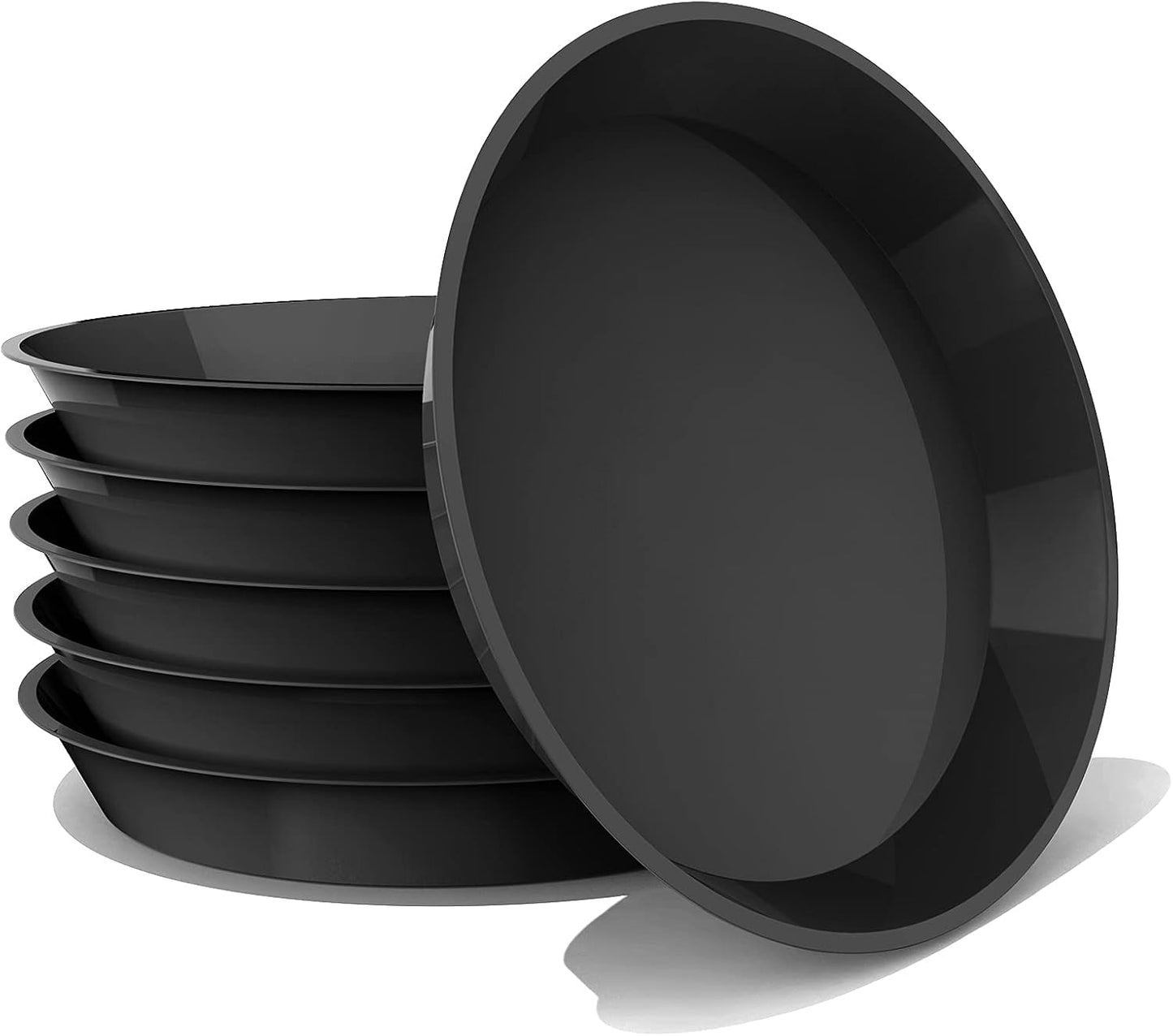 6 Platillos para Plantas 12-22pulg Plástico Negro
