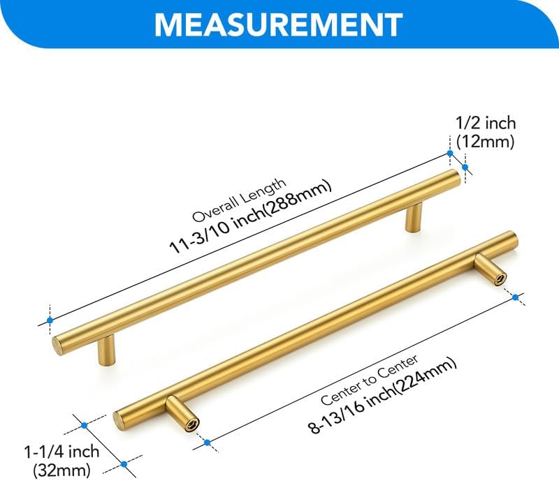 Manijas latón cepillado 8-3/4" acero inox set 30