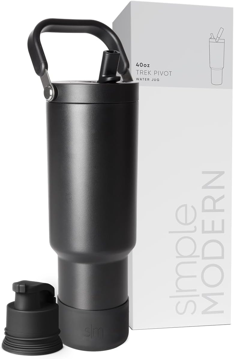 Vaso con pajilla abatible 40oz acero inox aislado