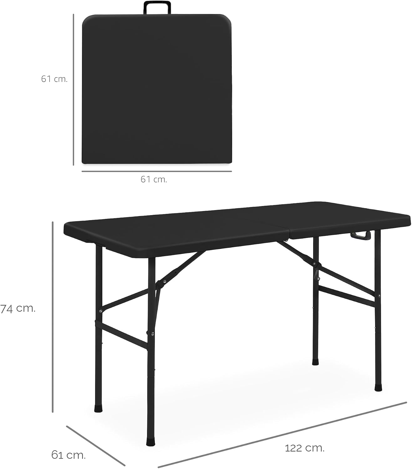 Mesa plegable plástico 4ft interiores exteriores negro