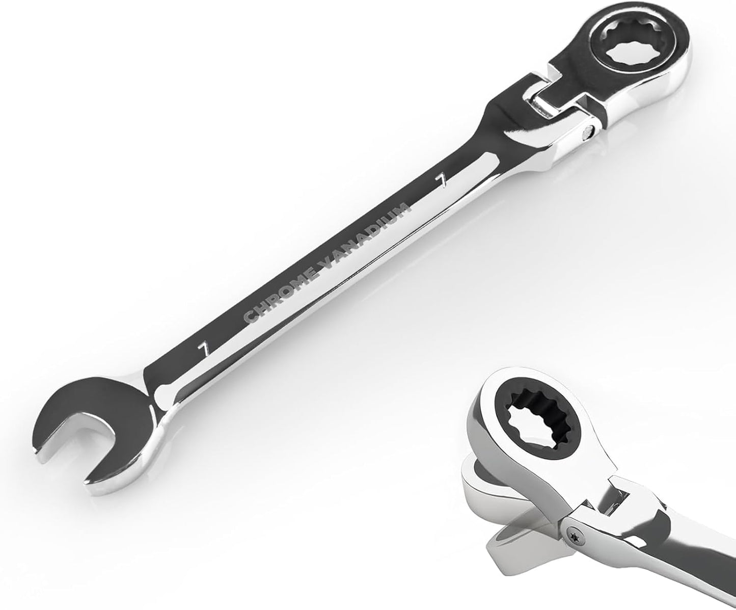 Llave trinquete 0.276pulg cabeza flexible acero cromo vanadio