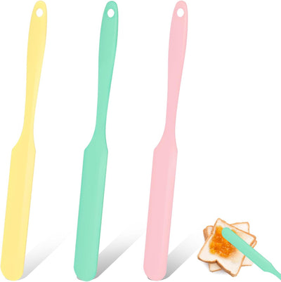 3 Pzas Espátulas Silicona para Tarros con Mango Largo