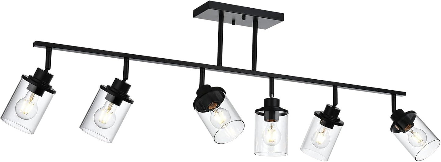Kit iluminación riel 6 luces negro lámpara baño cocina