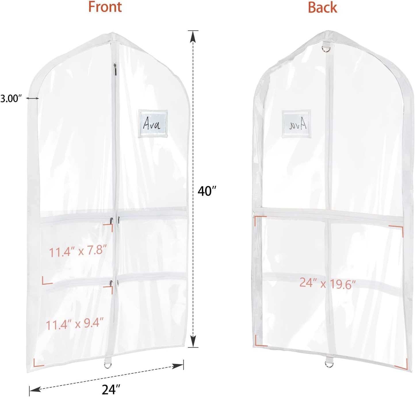 Bolsas PVC transparente 40" 6 Pzas con bolsillos