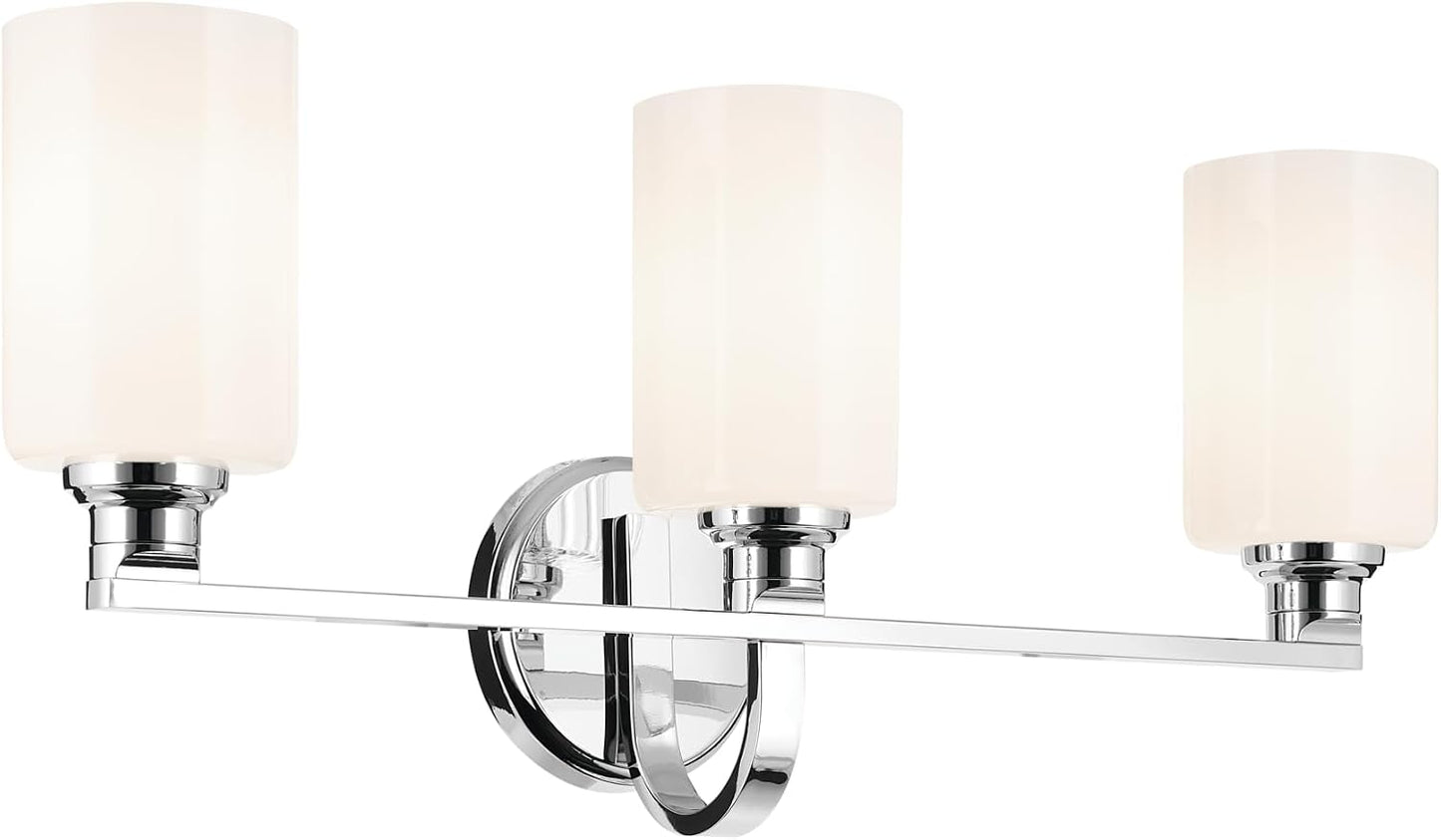Lámpara tocador 24.25pulg 3 luces cristal ópalo cromo para