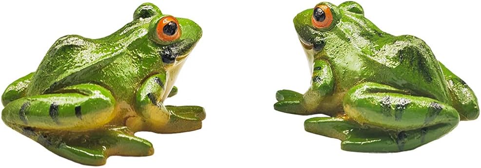 2 figuras rana miniatura decoración pecera jardín hadas