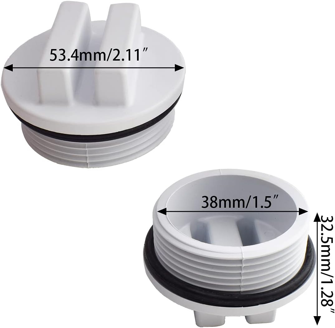 Tapón drenaje piscina 1-1/2pulg con junta tórica 2pzas
