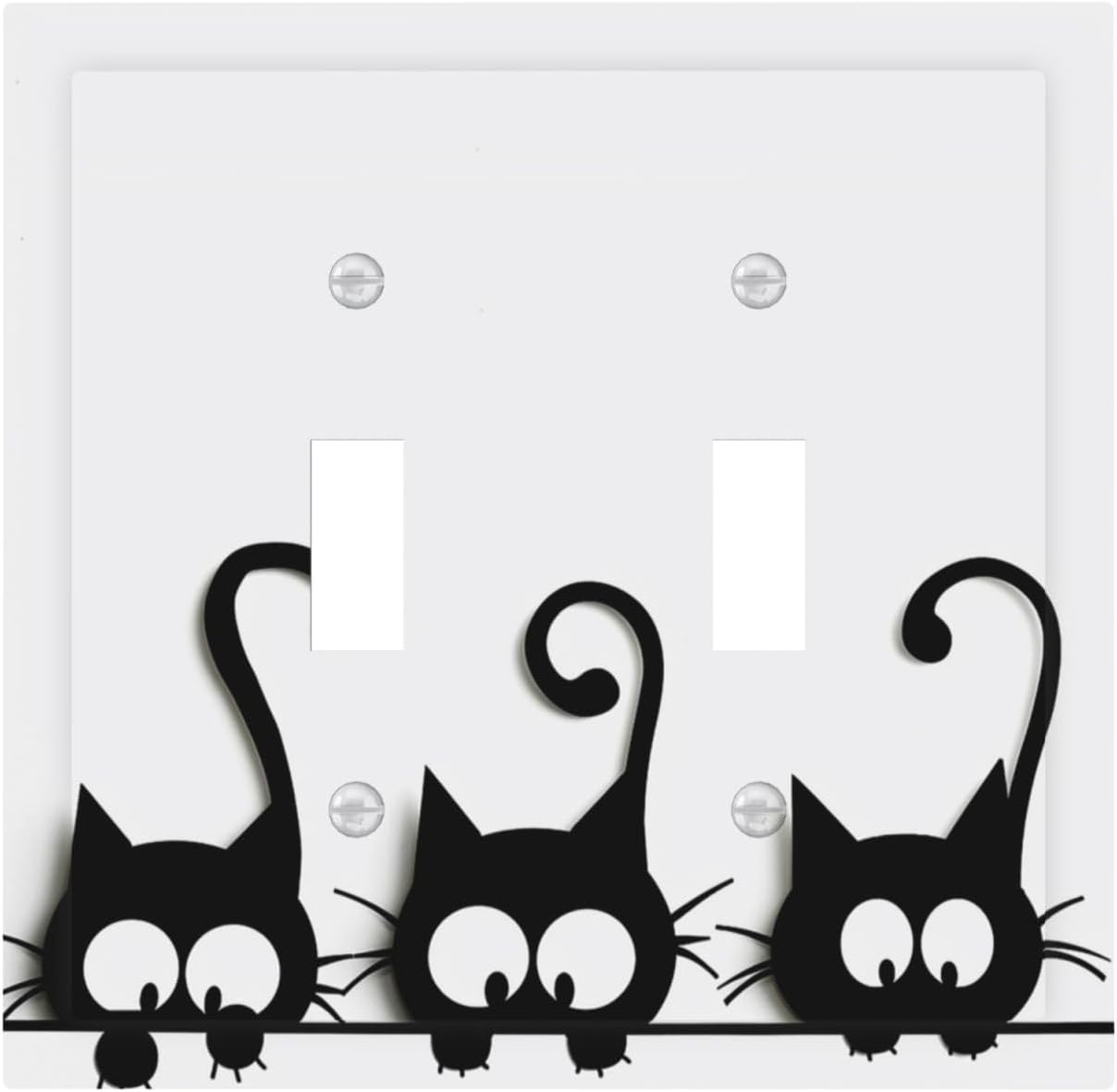 Placa interruptor 2 gang gato dibujos animados negro