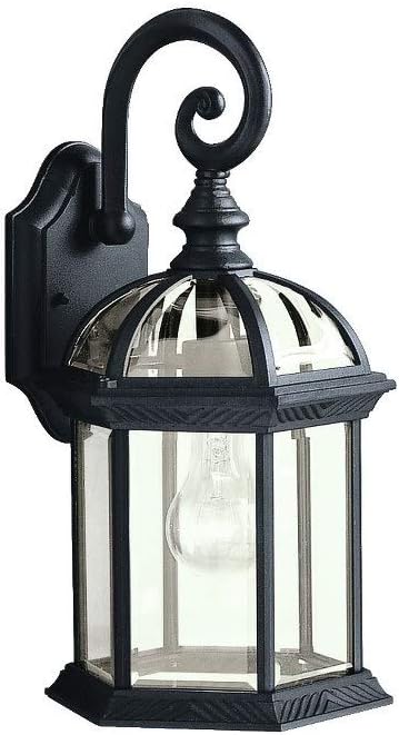 Lámpara pared exterior 15.5pulg negro vidrio biselado