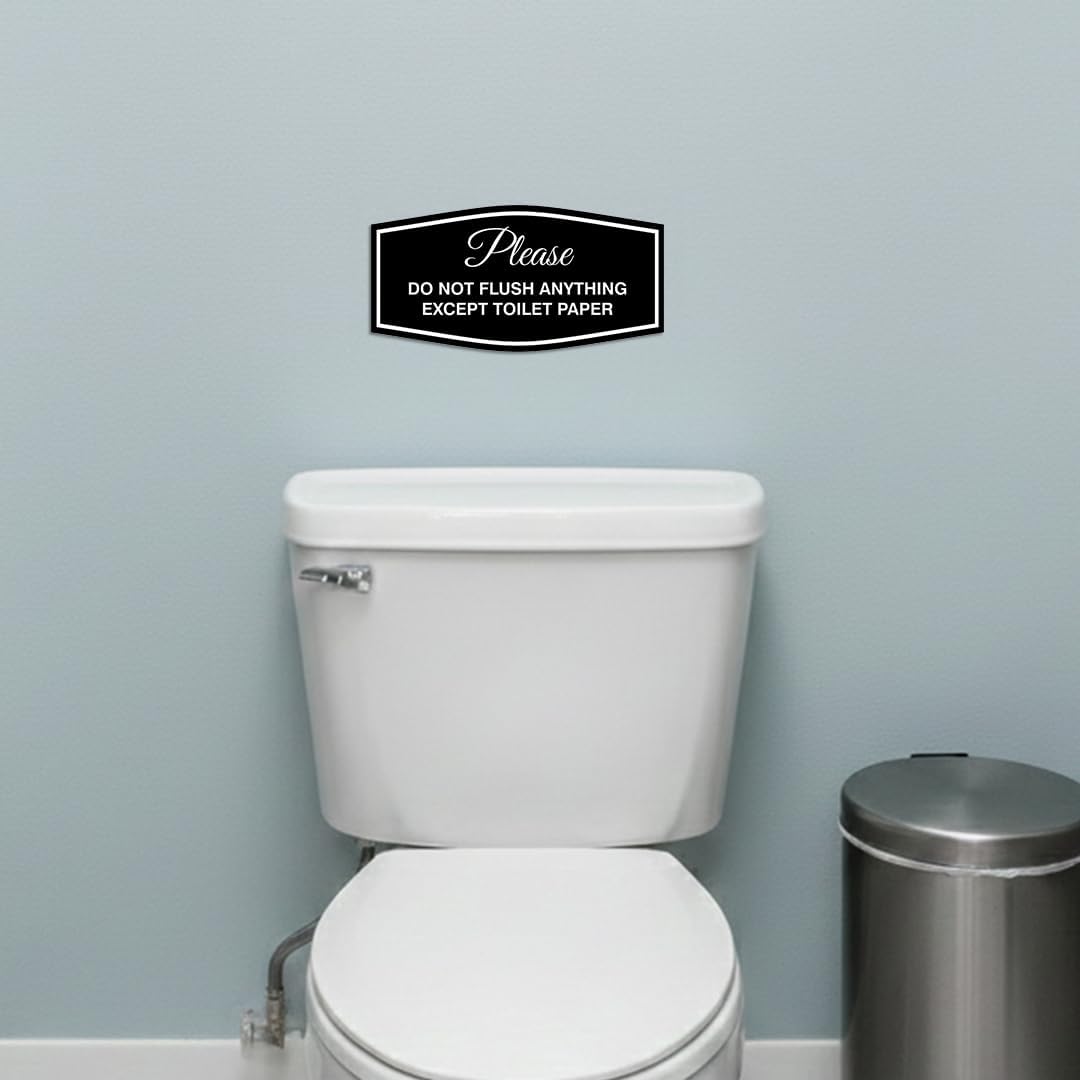Letrero papel higiénico baño plata cepillada/negro pequeño