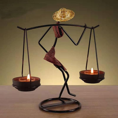 Portavelas metal negro candelabro decorativo mesa eventos