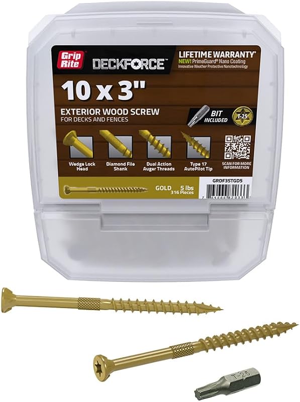 Tornillos madera T-17 punta piloto nano recubierto dorado
