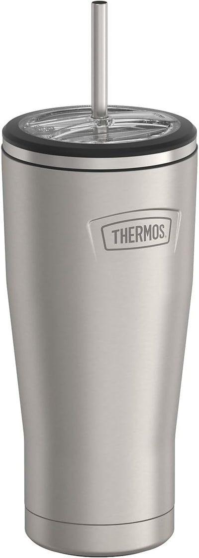Vaso térmico acero inox mate con tapa y pajita 710ml