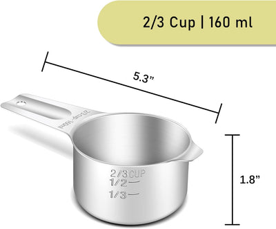 Taza medidora 2/3 tazas acero inox con cuchara