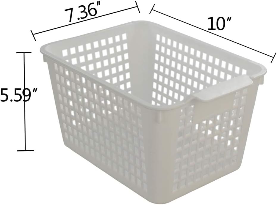 6 Cestas Almacenamiento Plástico Blanco Oficina
