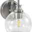 Lámpara baño níquel cepillado 1 luz vidrio transparente