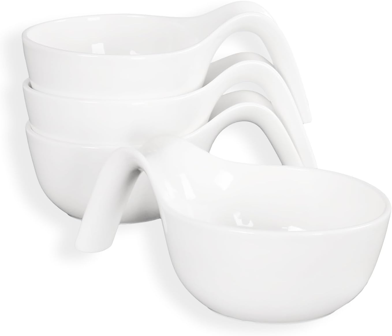 Set 4 Cuencos Porcelana con Asa para Aperitivos y Cenas