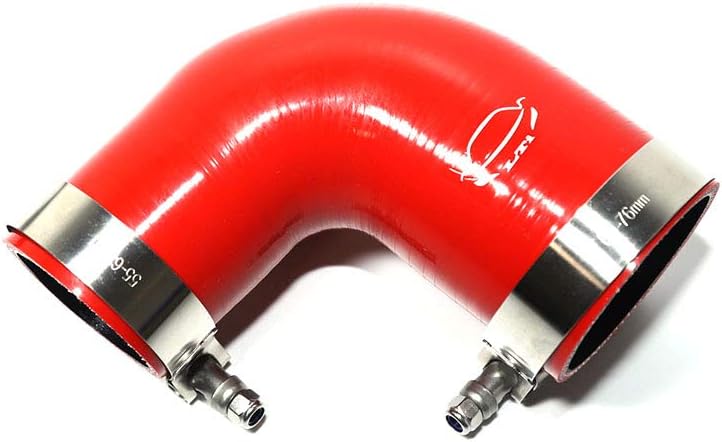 Reductor codo 90 grados manguera silicona 2-2.5 pulg rojo