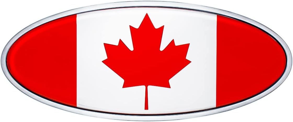 Emblema ovalado cromado 7 7/8x3 1/4 Peterbilt bandera Canadá