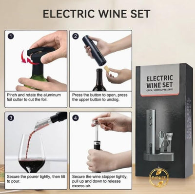 Abridor de vino eléctrico 4 en 1 con cortador y vertedor