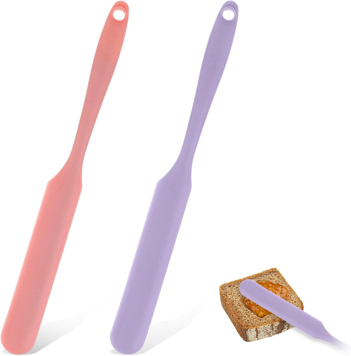 2 Espátulas Silicona Rascador Cuchillo Maní Mango Largo