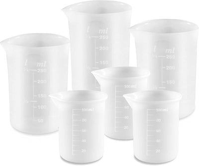 6 Tazas Medidoras Silicón 3.4 y 8.5oz para Resina Joyas