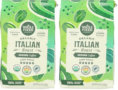 Café tostado italiano molido orgánico 12oz pack 2