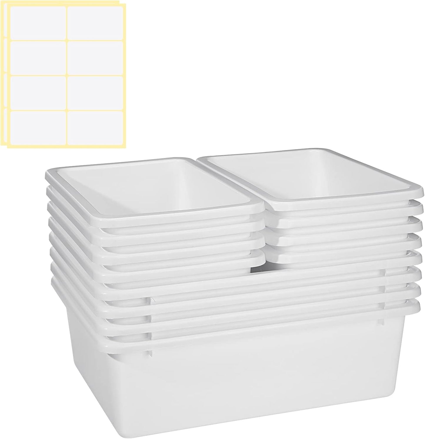 12 Cubos Plástico Almacenamiento Oficina con Etiquetas