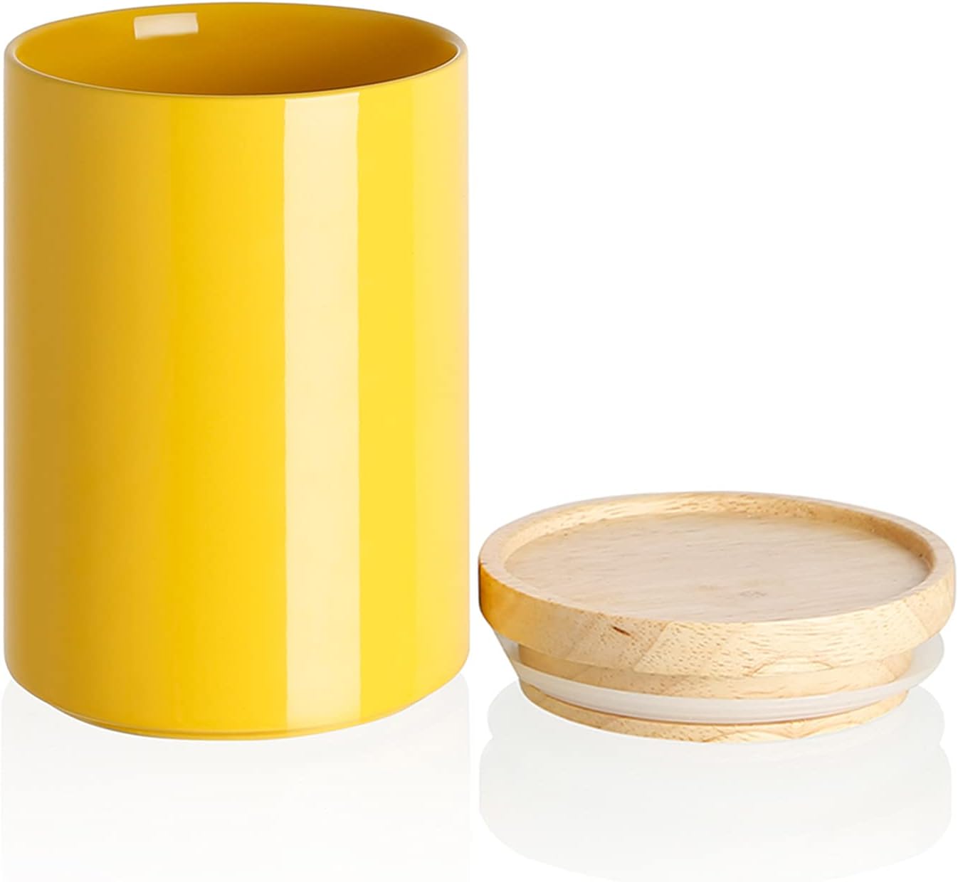 Tarro cerámica almacenamiento alimentos tapa madera 58oz