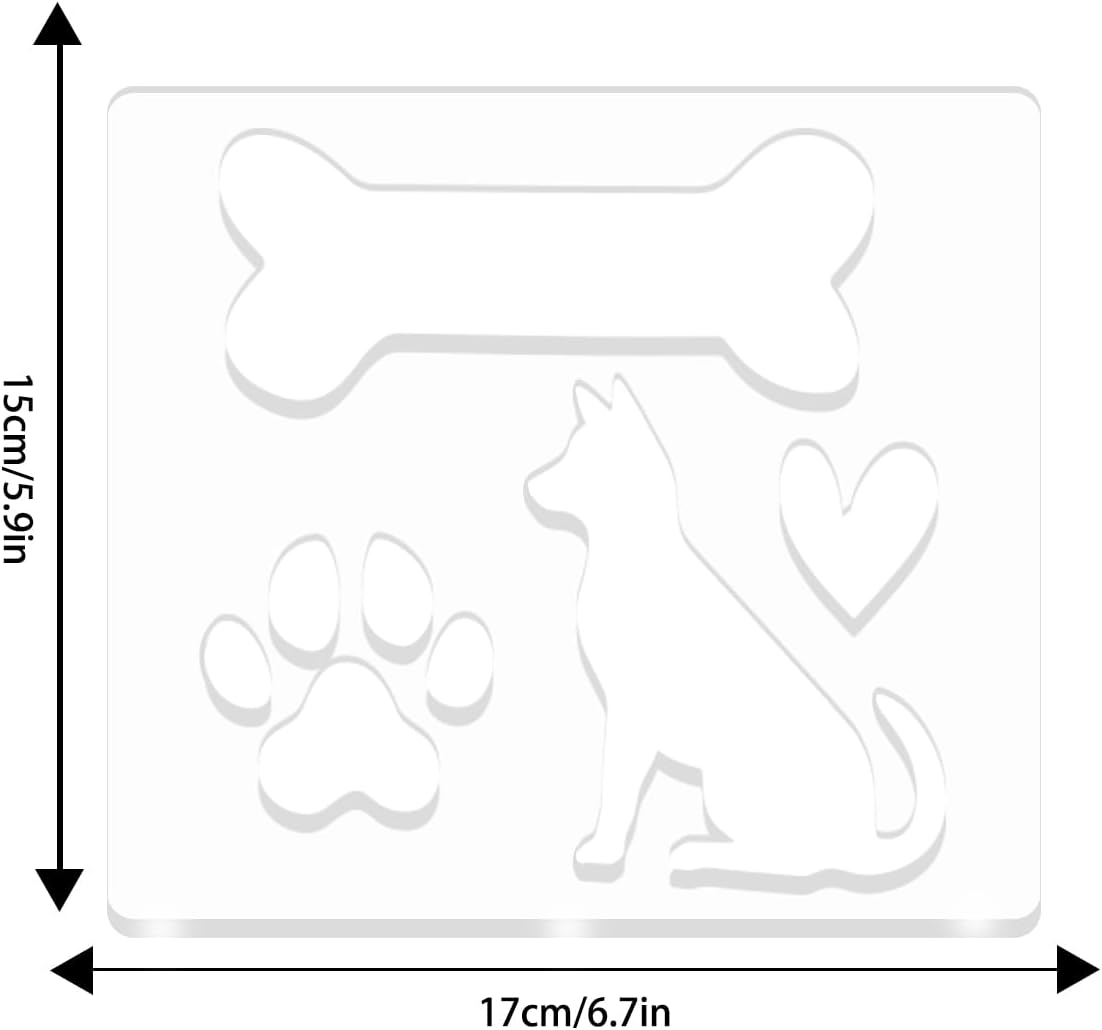 Plantillas acrílicas 3en1 perro hueso pata 6.69x5.9pulg
