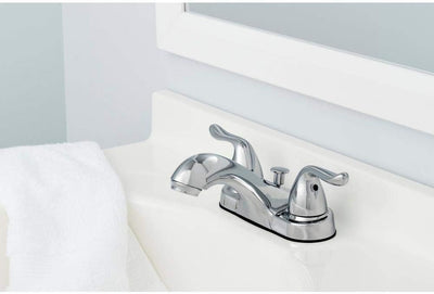 Grifo baño arco medio 2 manijas clic cromo