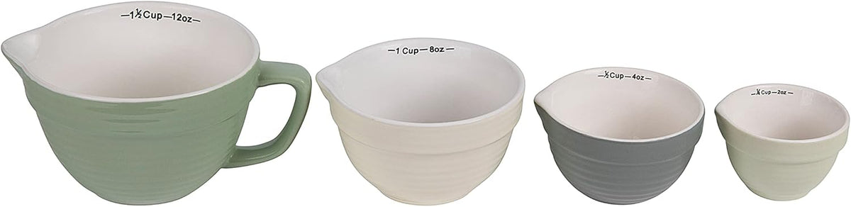 Tazas medidoras forma tazón masa set 4 tamaños multicolor 6.5x5pulg