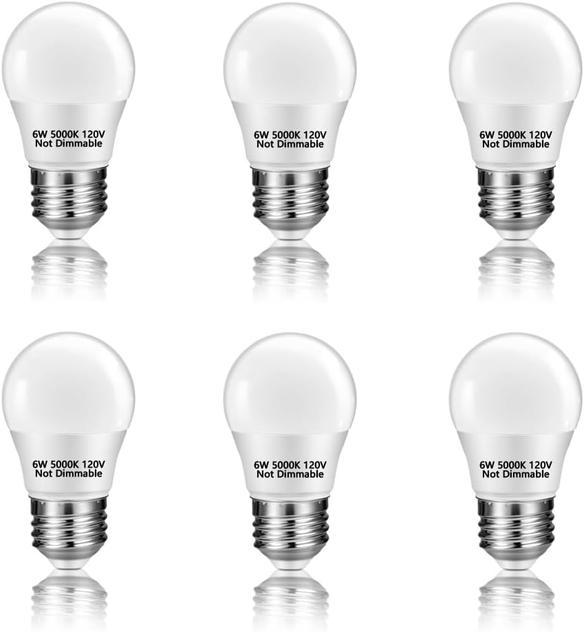 6 Bombillas LED A15 6W 120V Base E26 Luz Blanca Día
