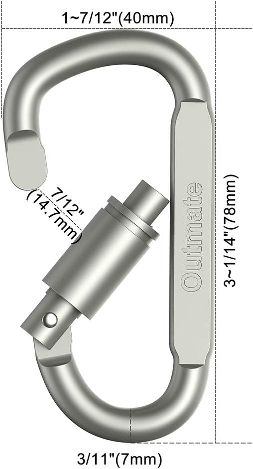 Mosquetones aluminio anillo D cierre set 6 para senderismo camping