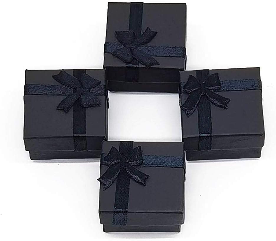 24 Cajas Regalo Negro Cartón Duro 1.6x1.6pulg Joyas