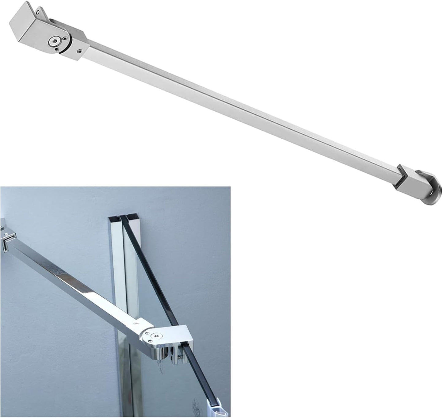 Puerta ducha acero inox fija vidrio 19.7pulg cromo