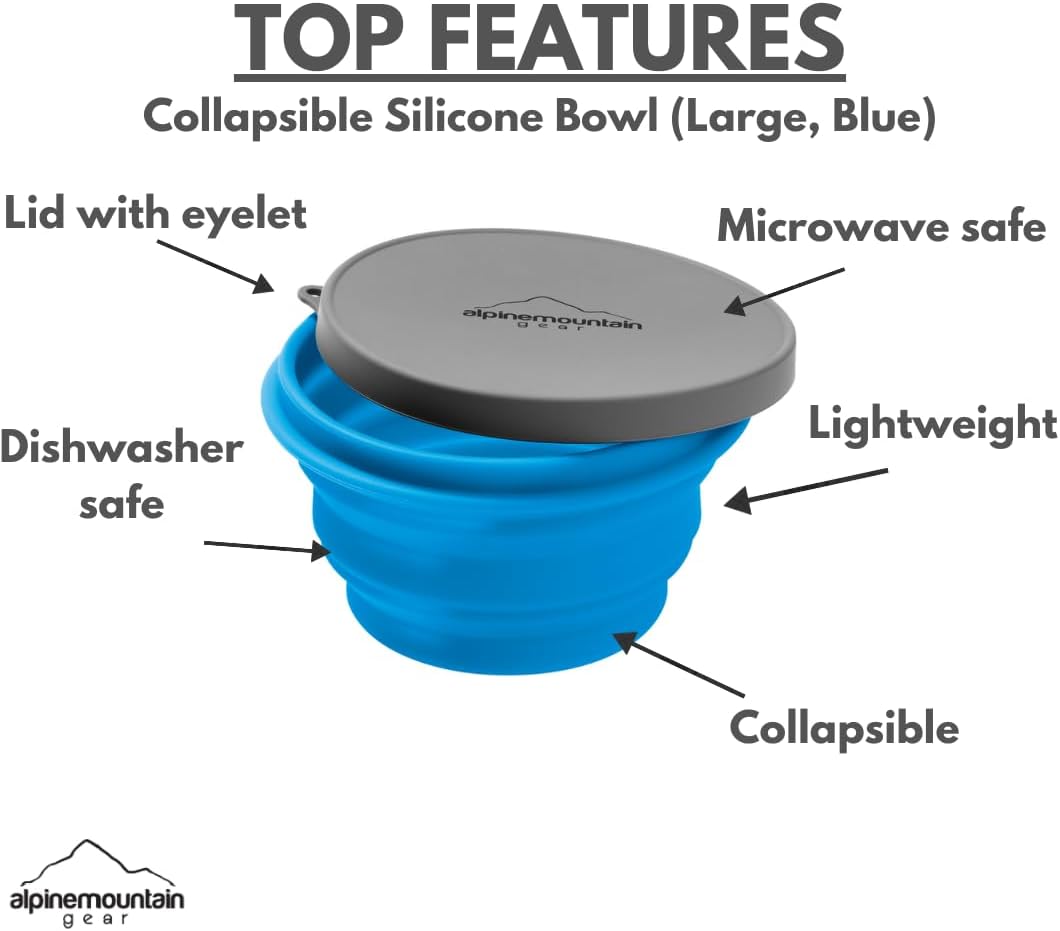 Cuenco silicona plegable grande azul