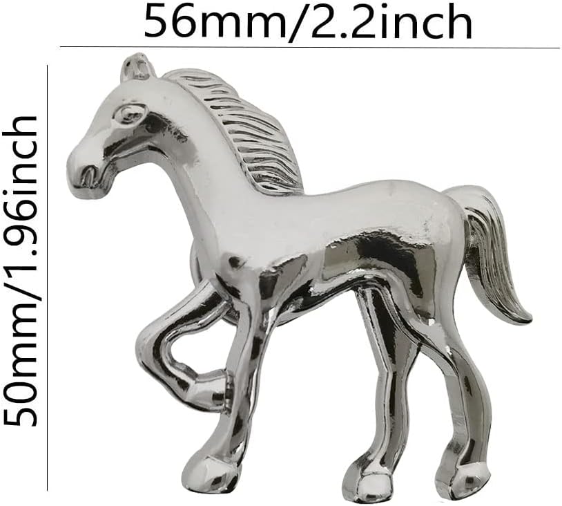 Pomo caballo 4 pzas para mesita noche niños plateado