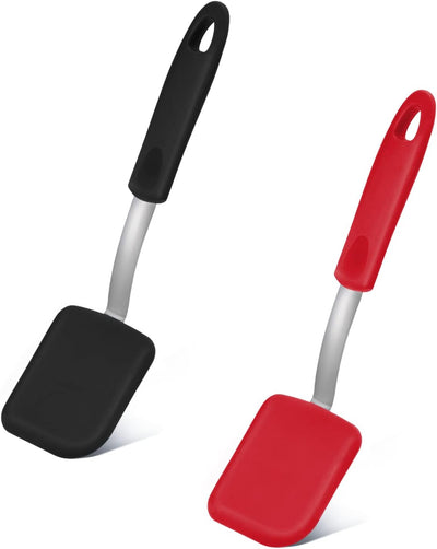 2 Espátulas Silicona Mini para Hornear Negro Rojo