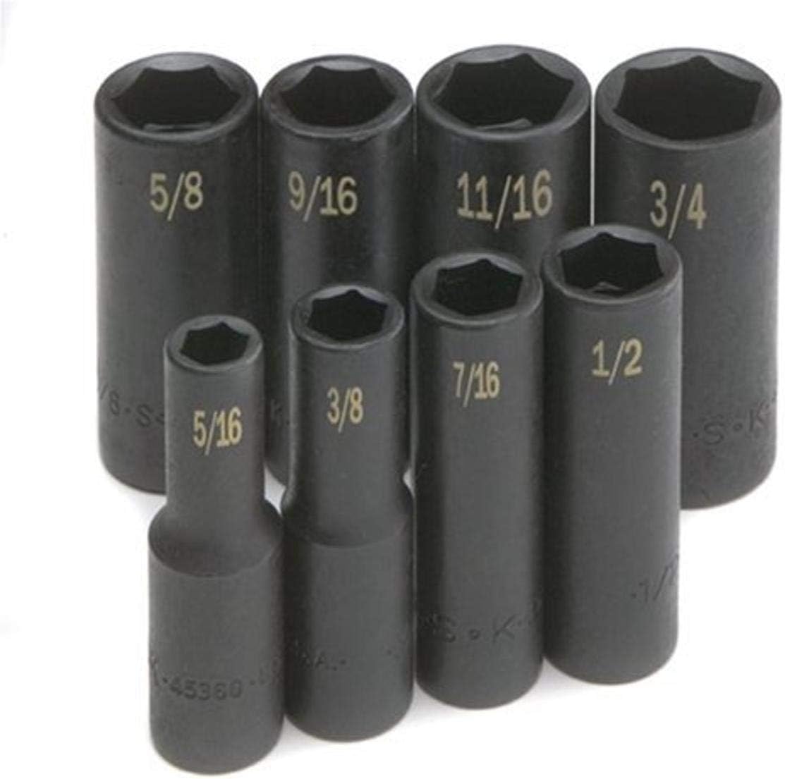 Set 8 Pzas Llaves Impacto SAE Profundas 5/16-3/4
