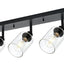 Foco baño negro 5 luces giratorio vidrio transparente techo