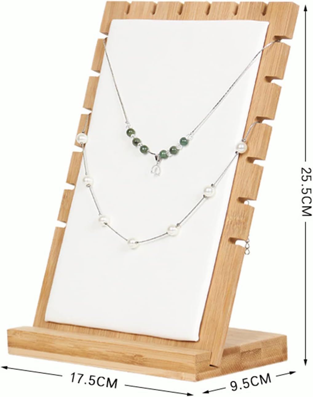 Soporte cuero bambú para collares y pulseras blanco