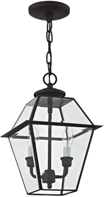 Linterna colgante exterior 2 luces color negro 15x9x9"