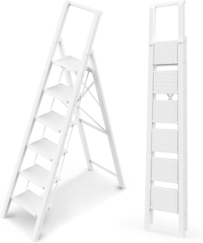 Escalera plegable aluminio 6 peldaños 11ft antiderrap