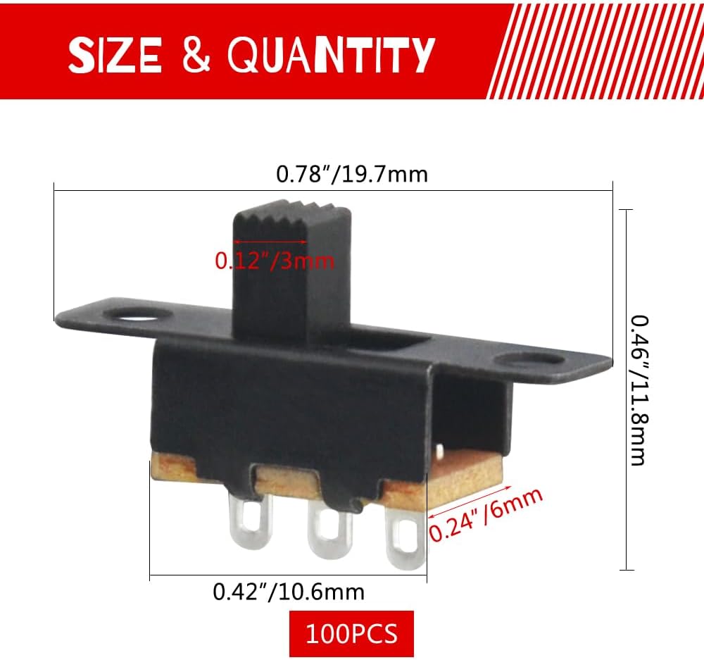 Interruptor deslizante micro miniatura 0.5a 50v dc 3 pin