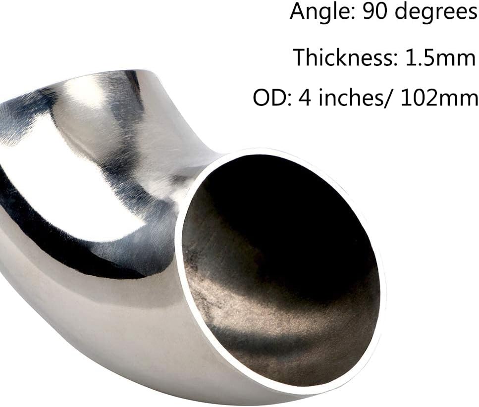 Codo acero inox 4" 90° curva mandril espesor 16GA SS304