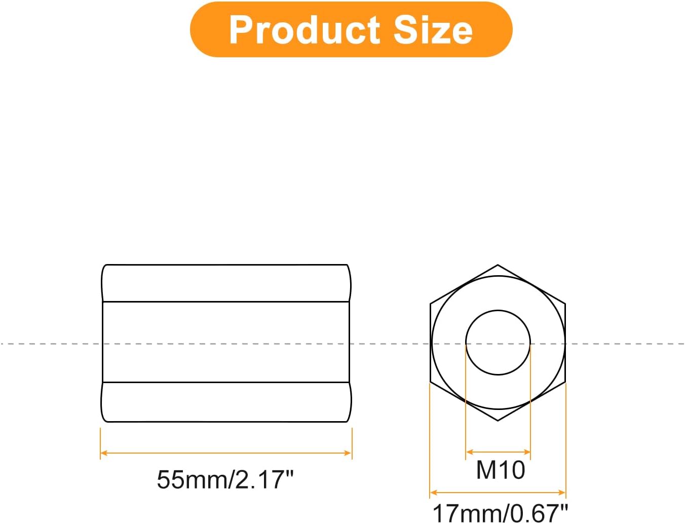 2 Tuercas Acoplamiento M10x1.5 Acero Inox 304