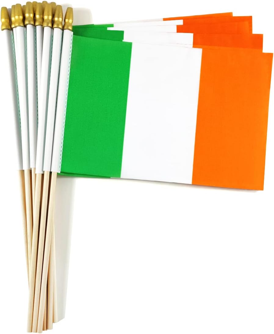 12 Pzas Bandera Irlandesa con poste madera lanza
