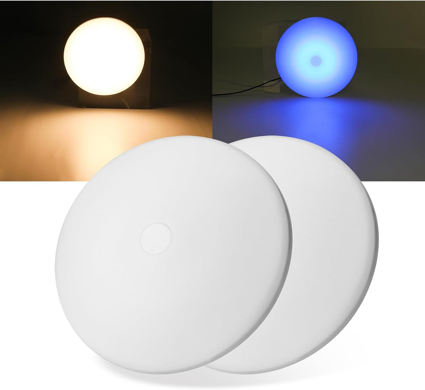 Lámpara techo RV 12V luces puck 2en1 blanco cálido