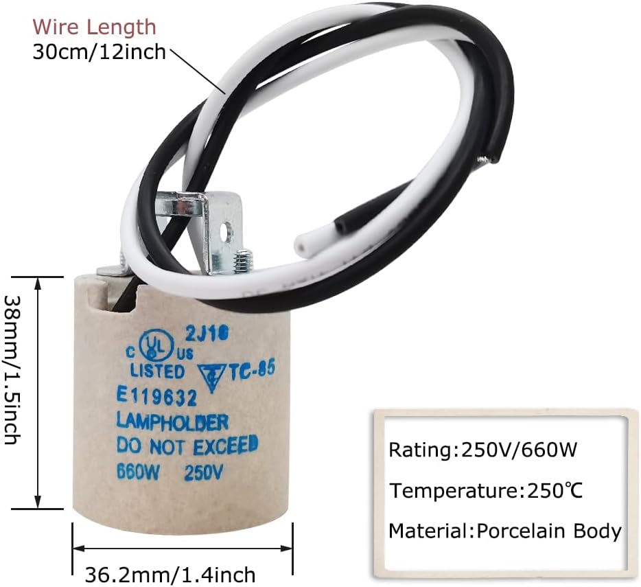 Enchufe cerámica E26-E27 con cable para bombilla LED